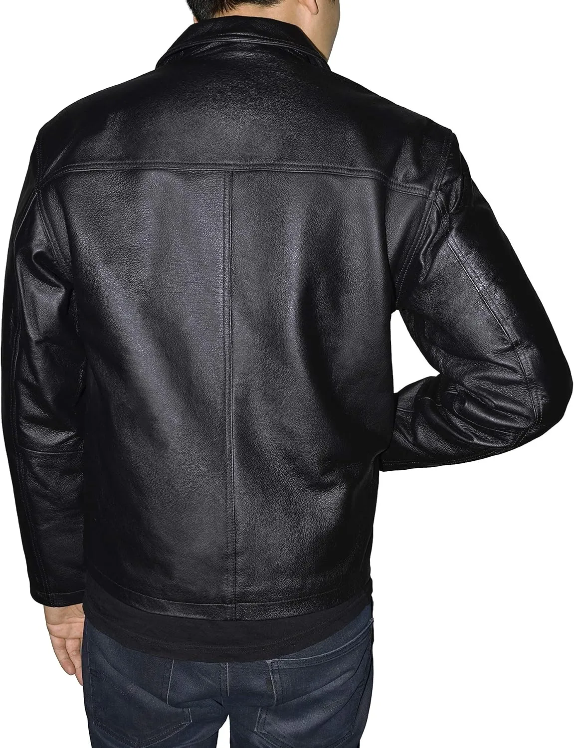 Outfitters Men's Genuine Leather Open Bottom Jacket