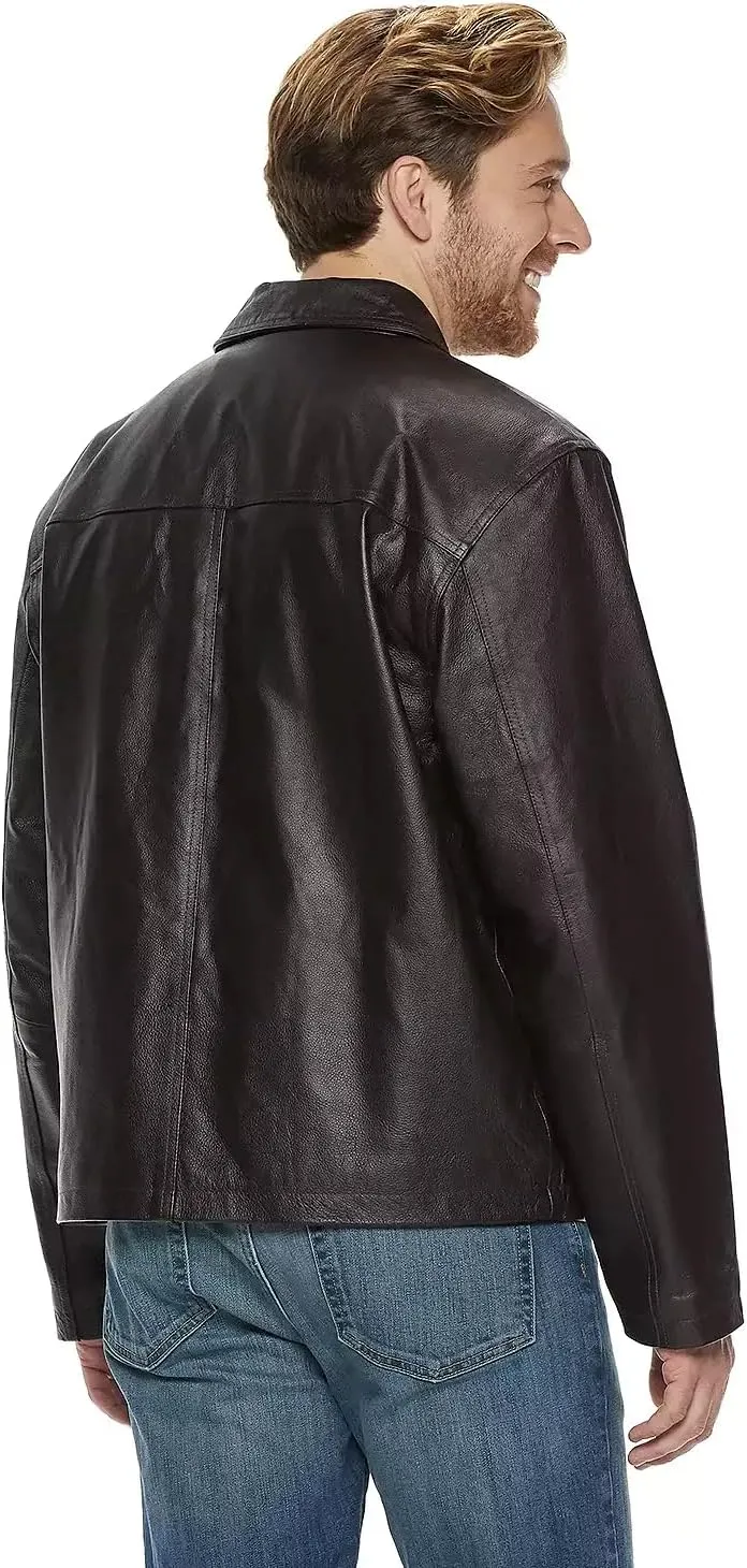 Outfitters Men's Genuine Leather Open Bottom Jacket