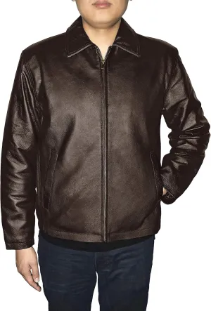 Outfitters Men's Genuine Leather Open Bottom Jacket