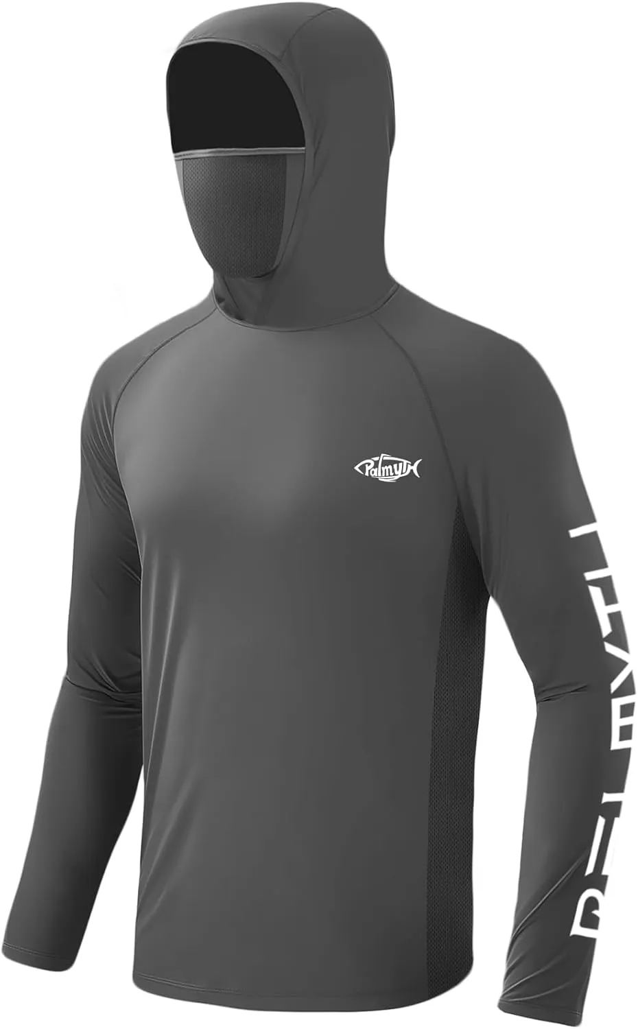 Palmyth Fishing Shirts for Men UPF 50  Sun Protection Hoodie Long Sleeve with UV Vented Neck Gaiter