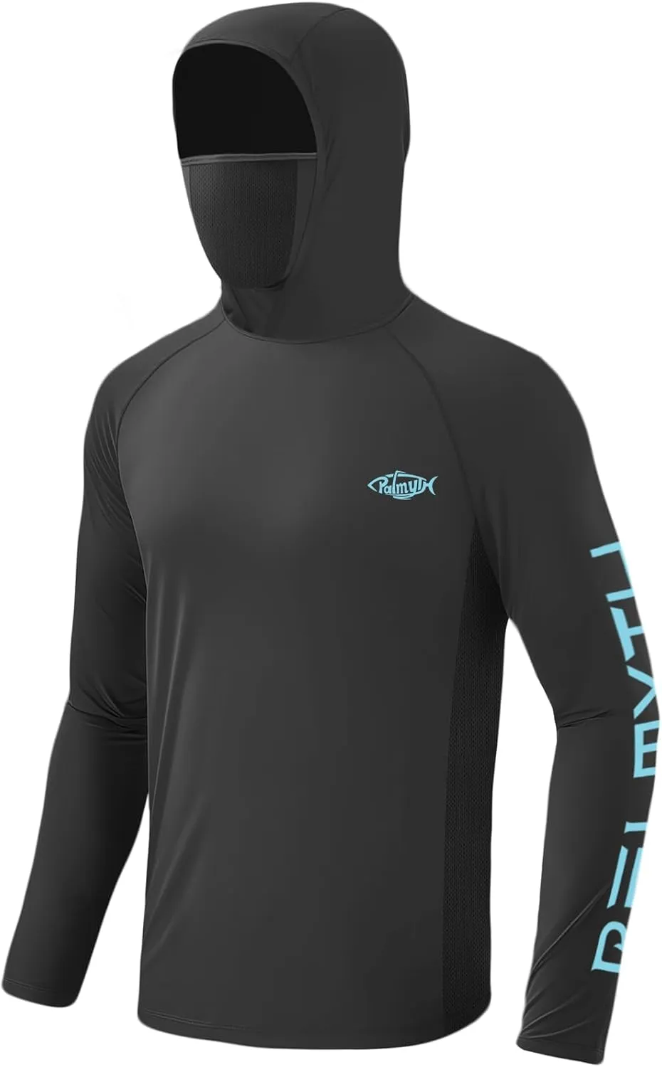 Palmyth Fishing Shirts for Men UPF 50  Sun Protection Hoodie Long Sleeve with UV Vented Neck Gaiter