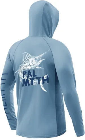 Palmyth Fishing Shirts for Men UPF 50  Sun Protection Hoodie Long Sleeve with UV Vented Neck Gaiter