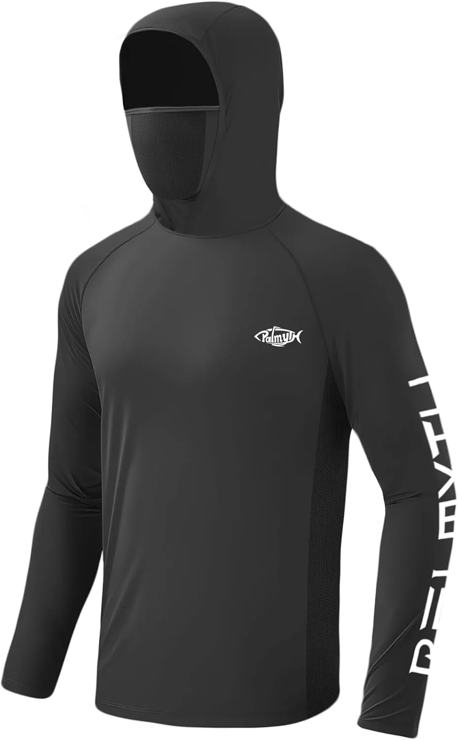 Palmyth Fishing Shirts for Men UPF 50  Sun Protection Hoodie Long Sleeve with UV Vented Neck Gaiter