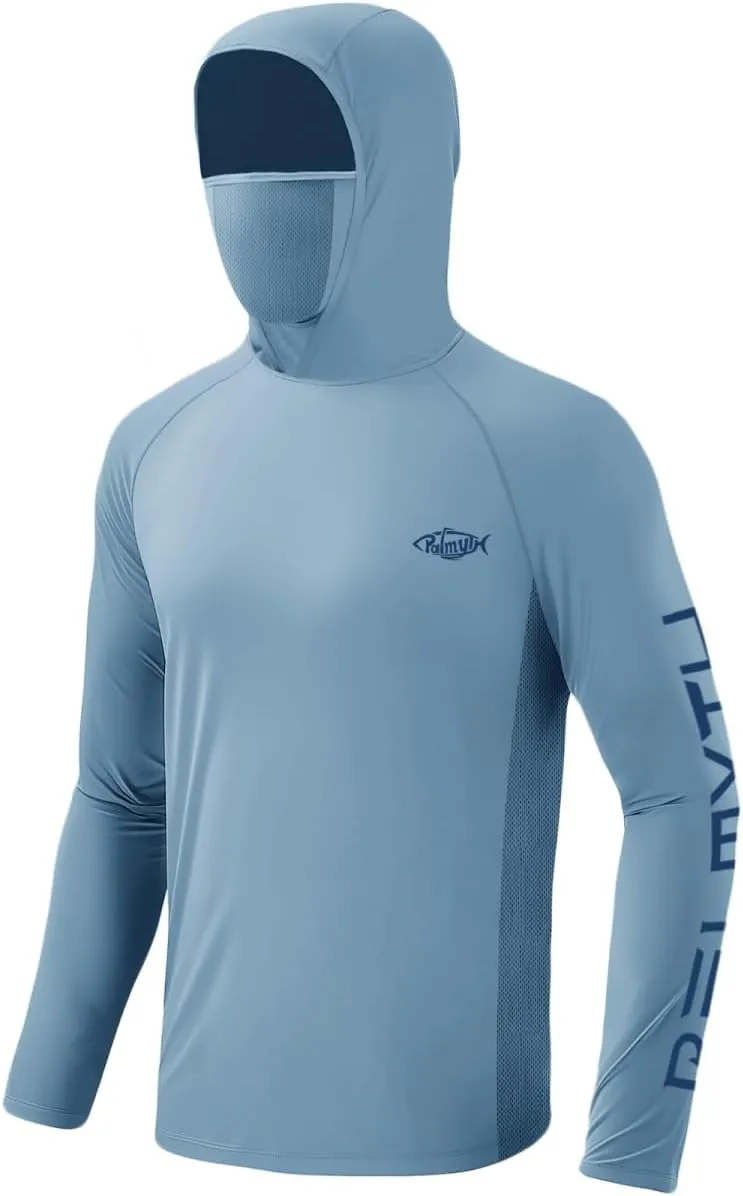 Palmyth Fishing Shirts for Men UPF 50  Sun Protection Hoodie Long Sleeve with UV Vented Neck Gaiter