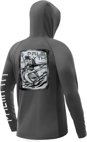 Palmyth Fishing Shirts for Men UPF 50  Sun Protection Hoodie Long Sleeve with UV Vented Neck Gaiter