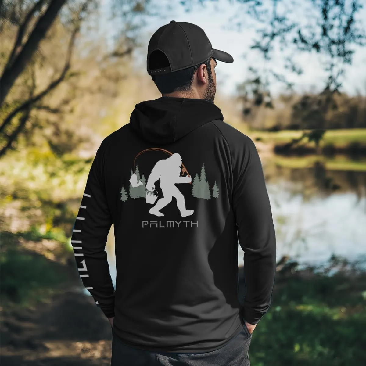 Palmyth Fishing Shirts for Men UPF 50  Sun Protection Hoodie Long Sleeve with UV Vented Neck Gaiter
