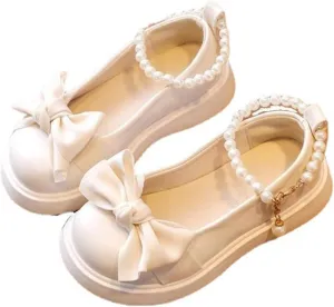 Platform Pearls Mary Jane Flat Kids Flower Girls Cute Bowknot Wedding Birthday Part Prom Leather Ballet Shoes