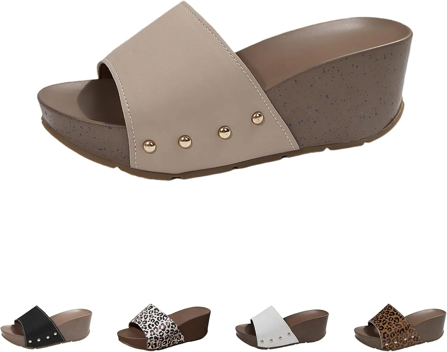 Platform Sandals for Women 2025 Vegan Leather Open Toe Slip On Espadrilles Wedges Comfort Wide Feet Walking Shoes