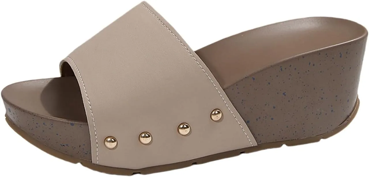 Platform Sandals for Women 2025 Vegan Leather Open Toe Slip On Espadrilles Wedges Comfort Wide Feet Walking Shoes