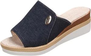 Platform Slip on Espadrille Sandals for Women Wedges Mules Slides Bohemia Sandals Platform Open Toe Beach Sandals Casual Summer Shoes for Everyday Wear