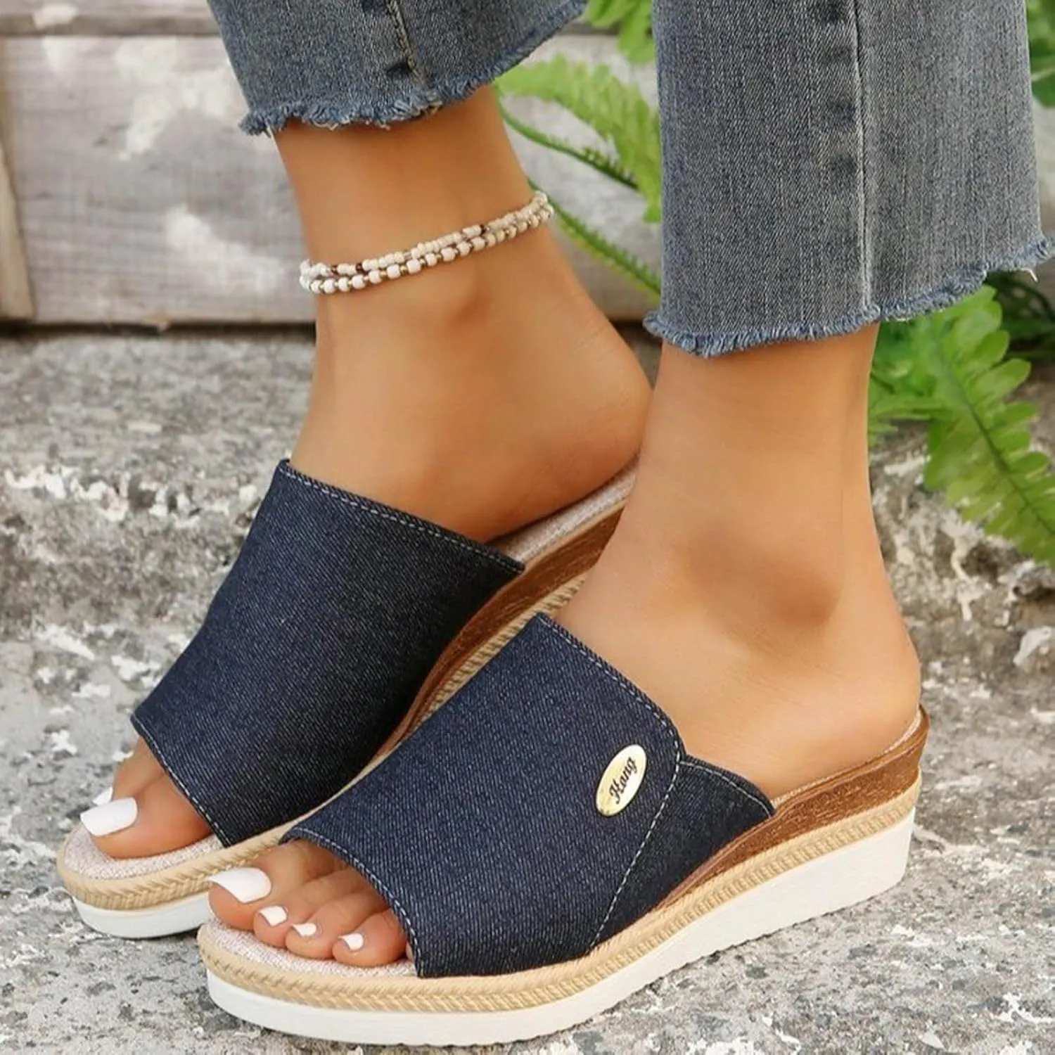 Platform Slip on Espadrille Sandals for Women Wedges Mules Slides Bohemia Sandals Platform Open Toe Beach Sandals Casual Summer Shoes for Everyday Wear