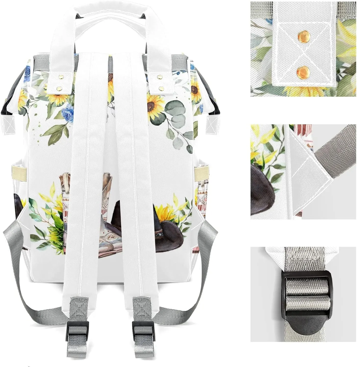 Retro Cowboy Boot Hat Personalized Large Capacity Diaper Bags,Custom Name Backpack Casual Daypack Bag Nappy Bag Gifts