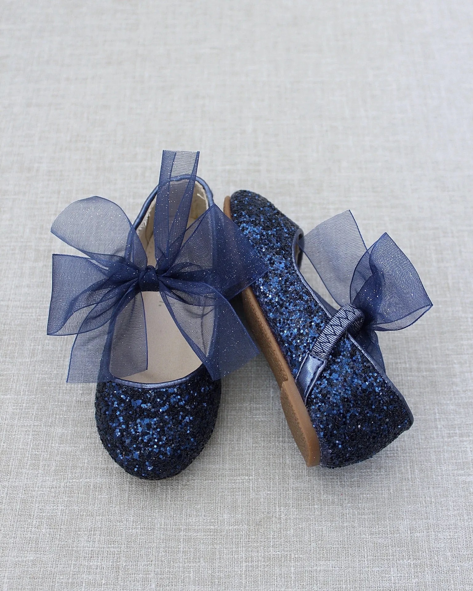 Rock Glitter Maryjane Flats with Chiffon Bow