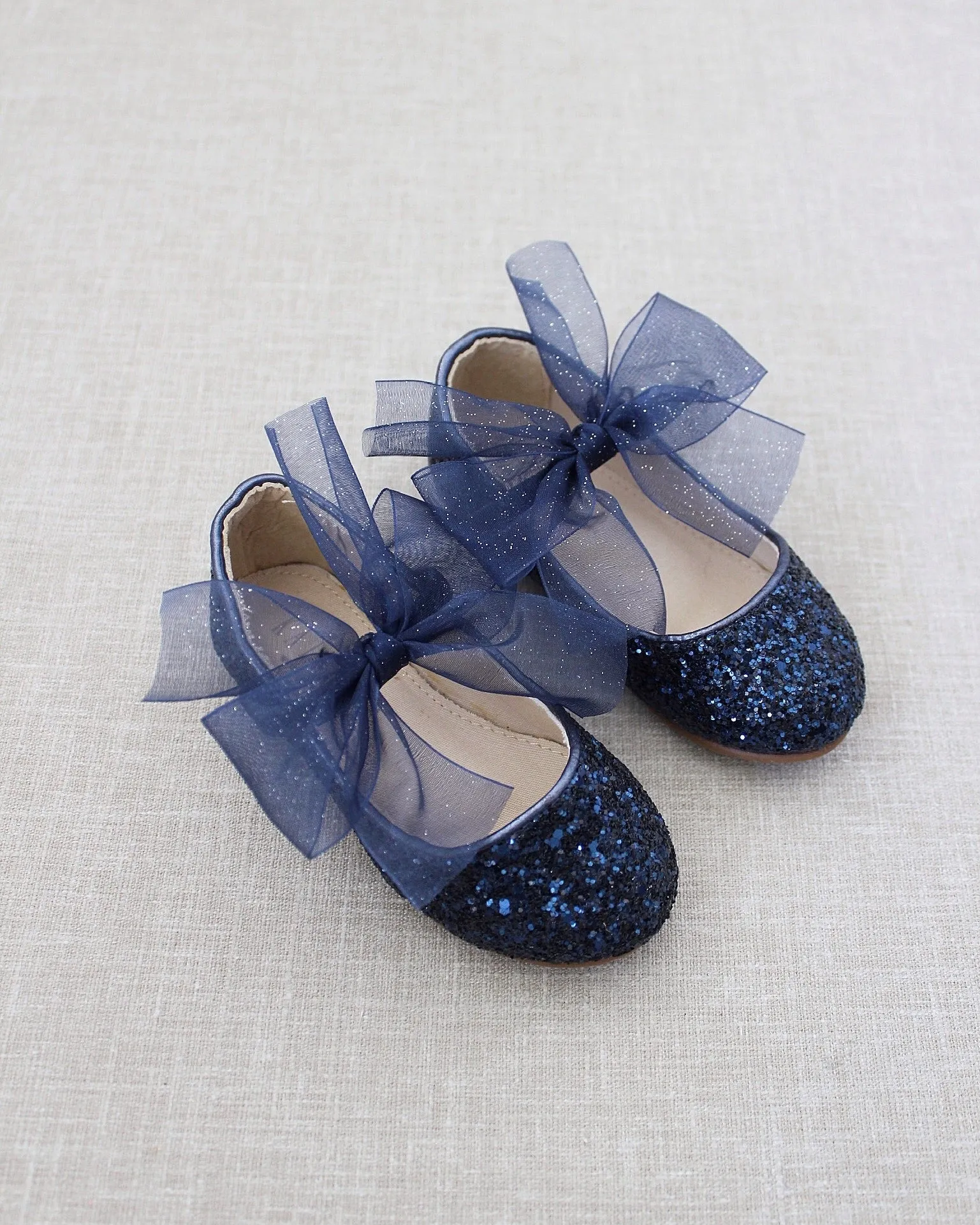 Rock Glitter Maryjane Flats with Chiffon Bow