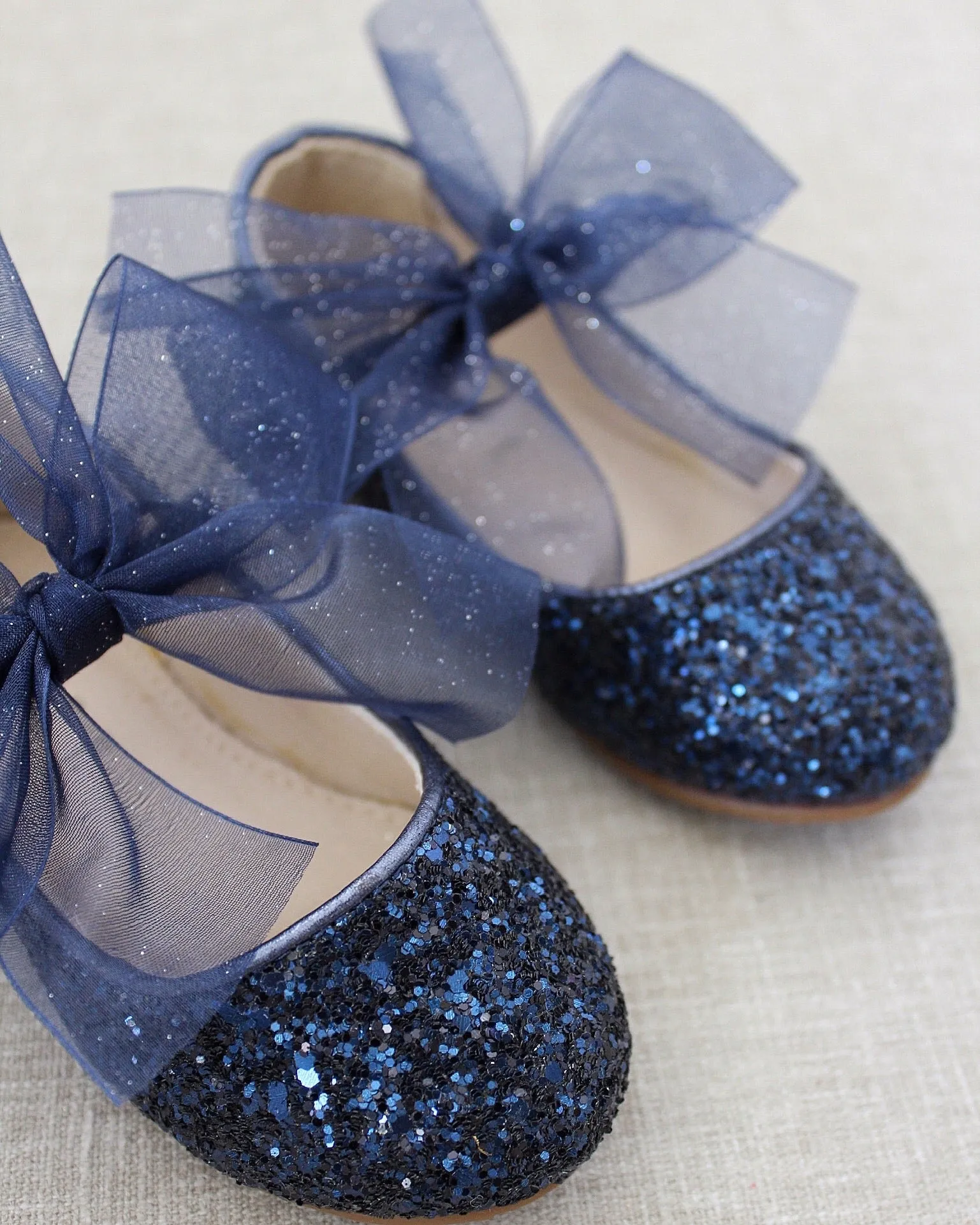 Rock Glitter Maryjane Flats with Chiffon Bow