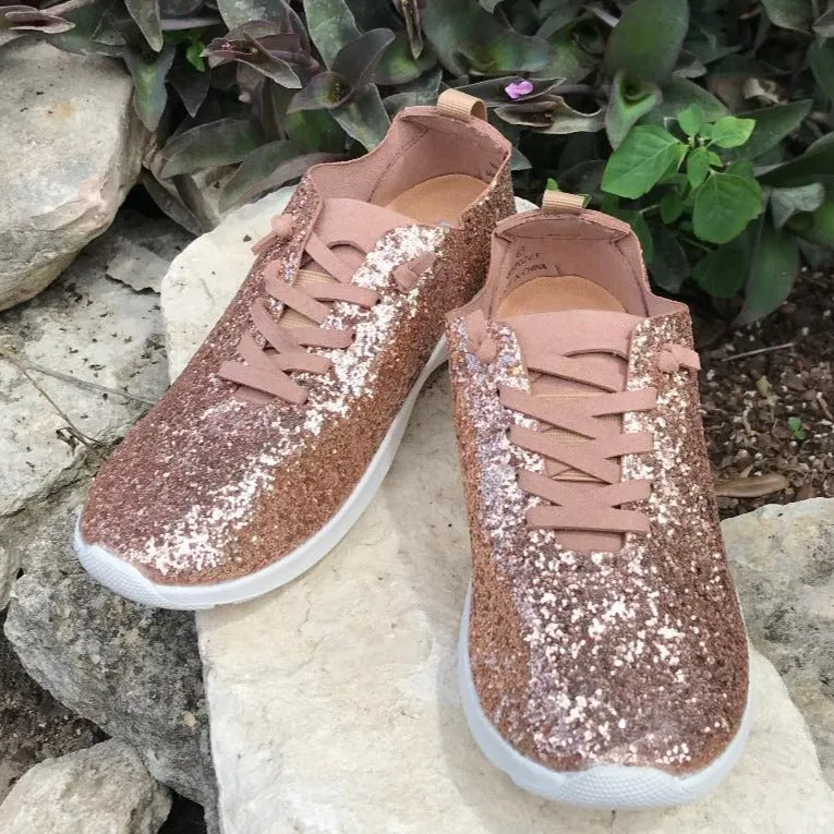 Rose Gold Glitter Mayo Easy Slip on Sneaker