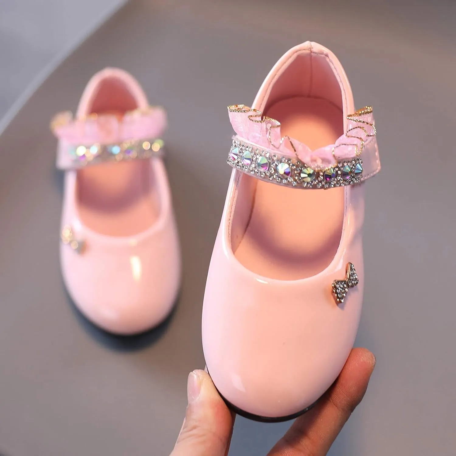 rystal Lace Princess Mary Jane Dress Shoes Princess Low Heel Dance Shoes Pary Wedding Slip On Ballet Flat
