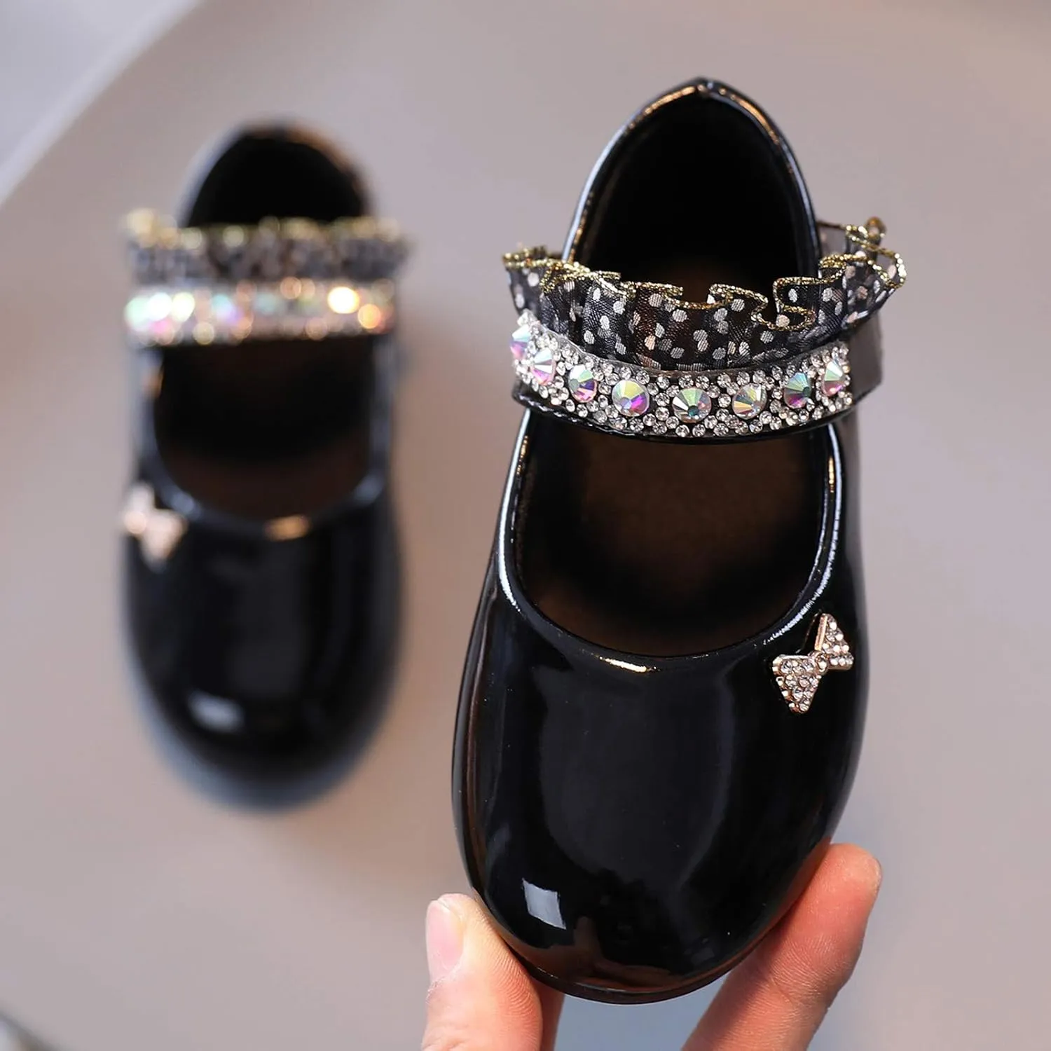 rystal Lace Princess Mary Jane Dress Shoes Princess Low Heel Dance Shoes Pary Wedding Slip On Ballet Flat