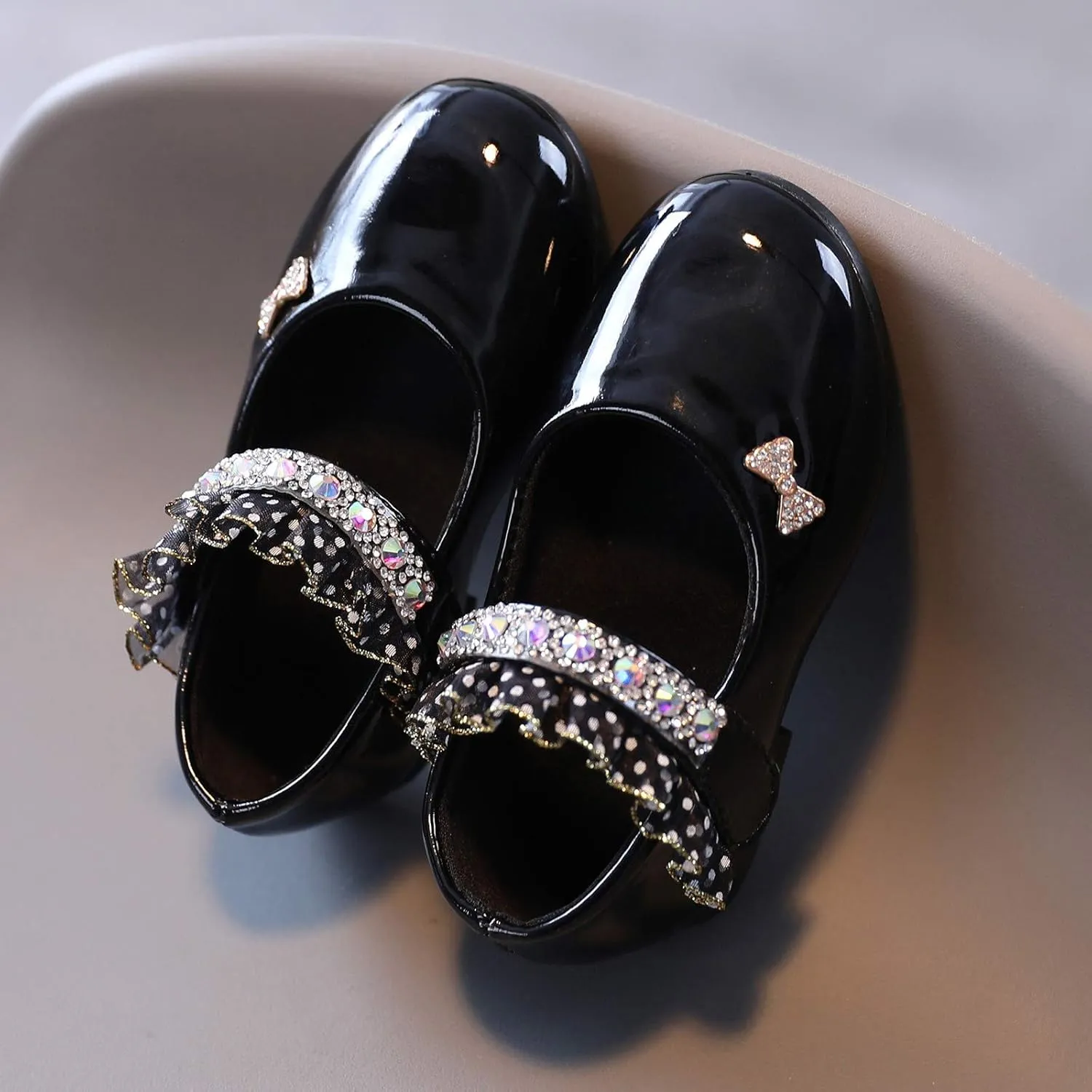 rystal Lace Princess Mary Jane Dress Shoes Princess Low Heel Dance Shoes Pary Wedding Slip On Ballet Flat
