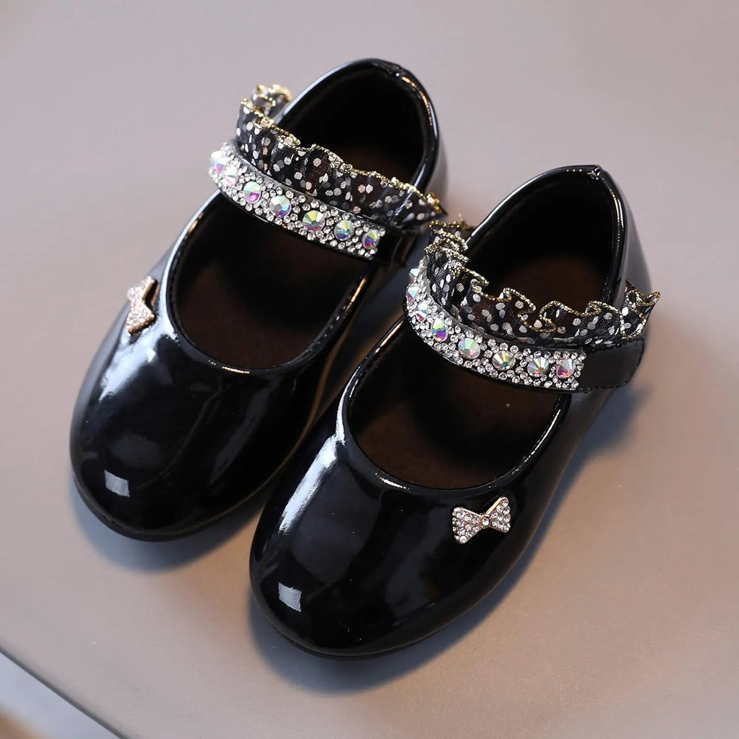 rystal Lace Princess Mary Jane Dress Shoes Princess Low Heel Dance Shoes Pary Wedding Slip On Ballet Flat