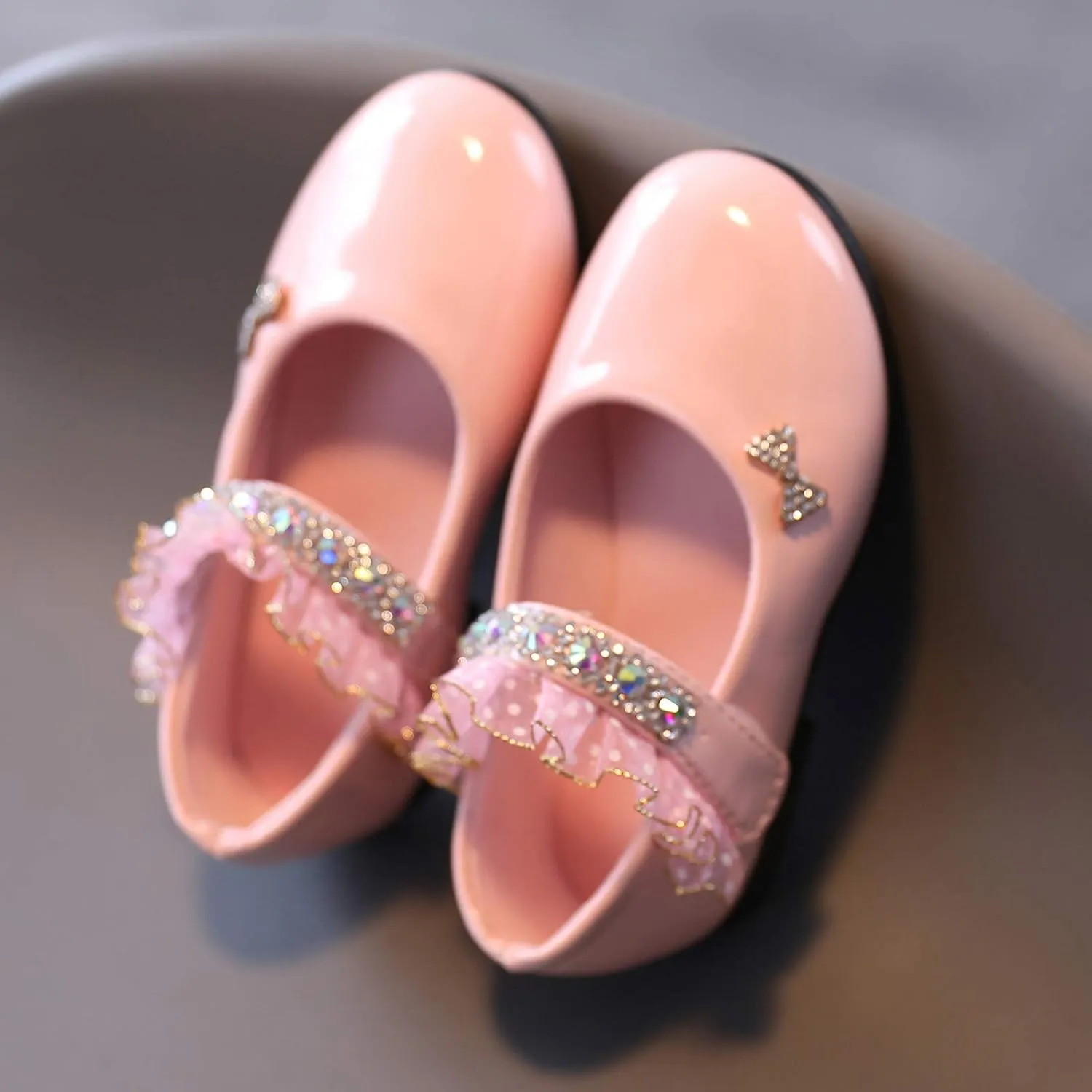 rystal Lace Princess Mary Jane Dress Shoes Princess Low Heel Dance Shoes Pary Wedding Slip On Ballet Flat