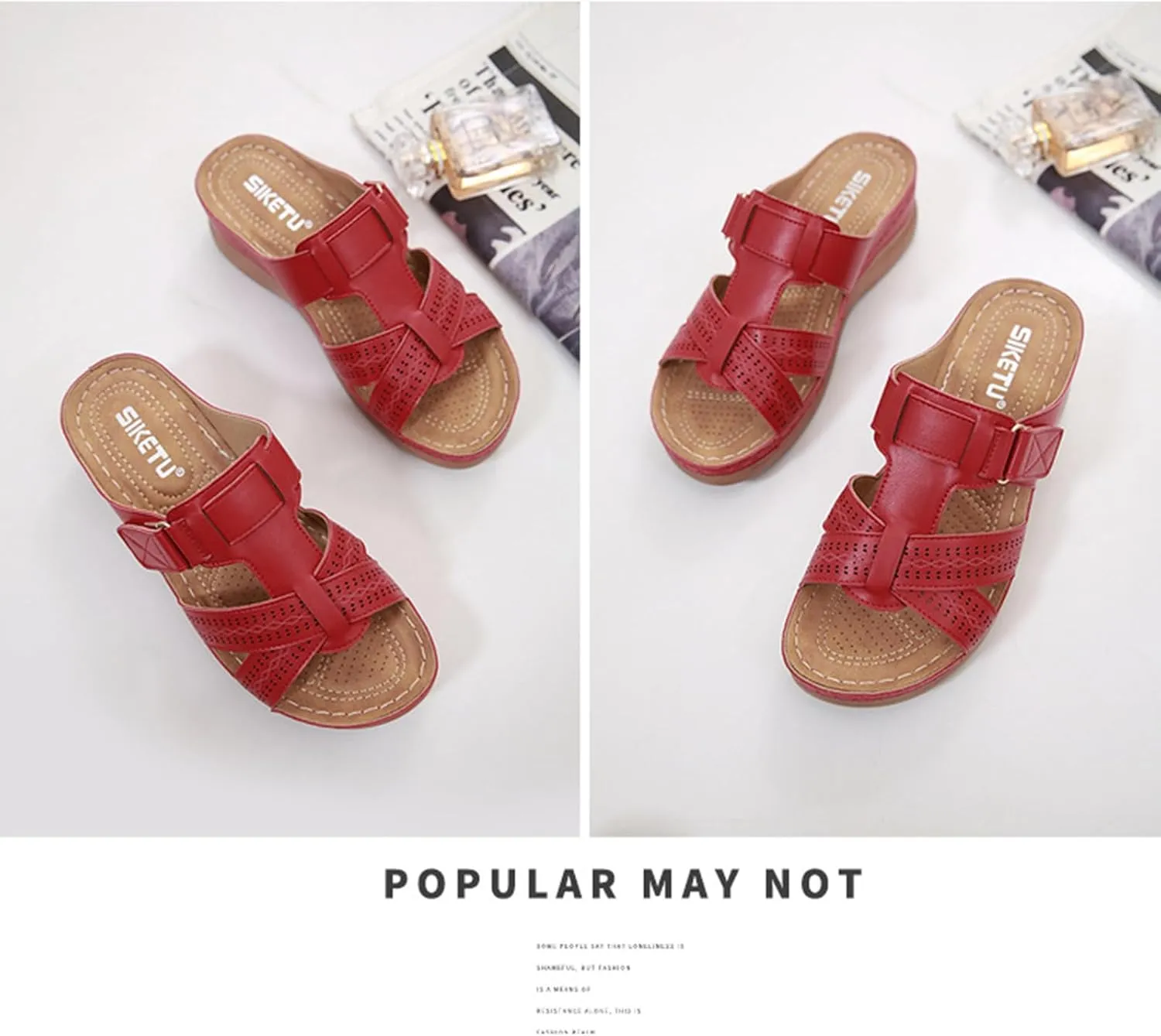 Sandals for Women Slip On Shoe, Womens Wedge Sandal Summer Walking Platform Sandals, Dressy Casual Comfortable Orthopedic Slide Slipper