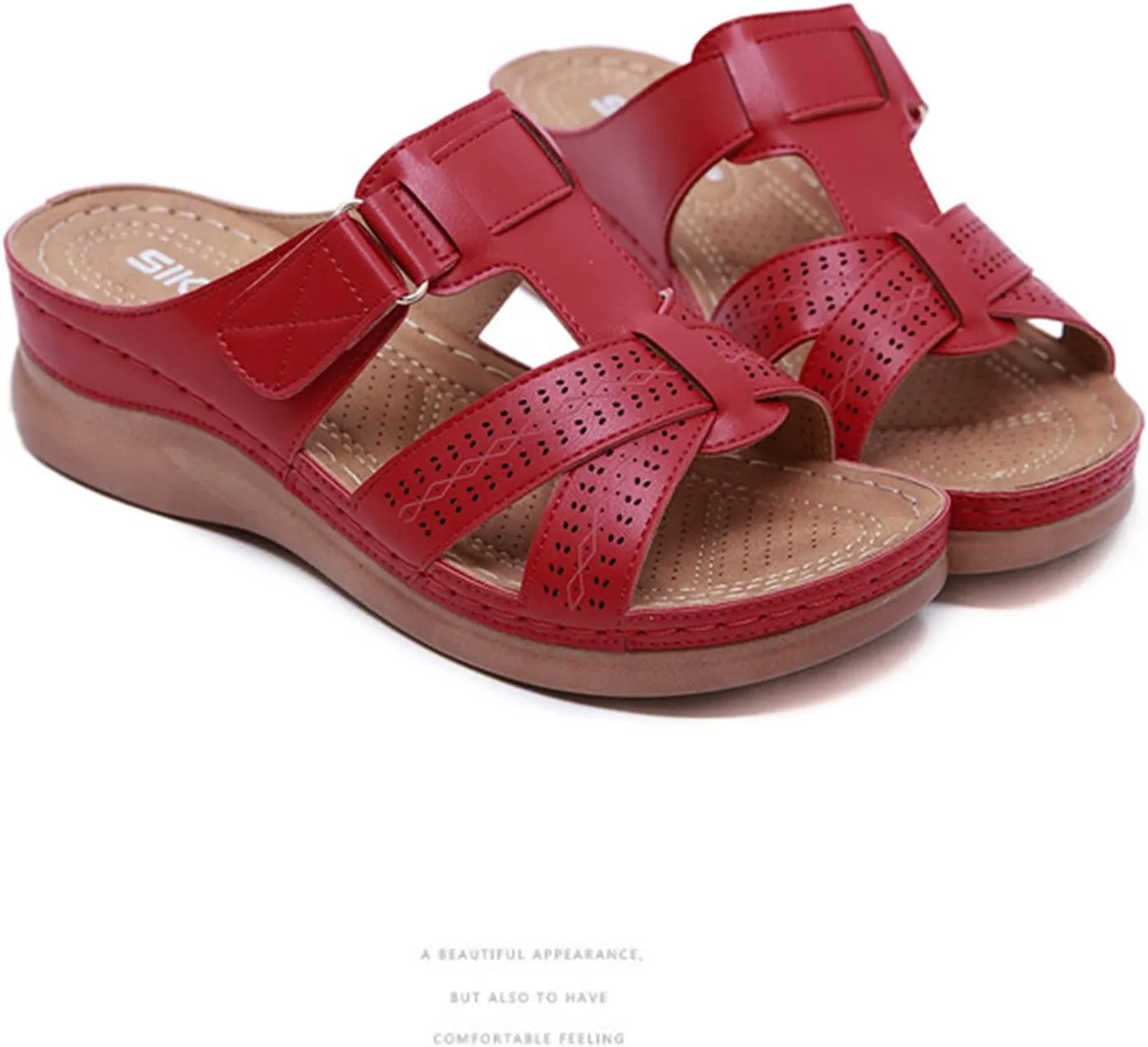 Sandals for Women Slip On Shoe, Womens Wedge Sandal Summer Walking Platform Sandals, Dressy Casual Comfortable Orthopedic Slide Slipper