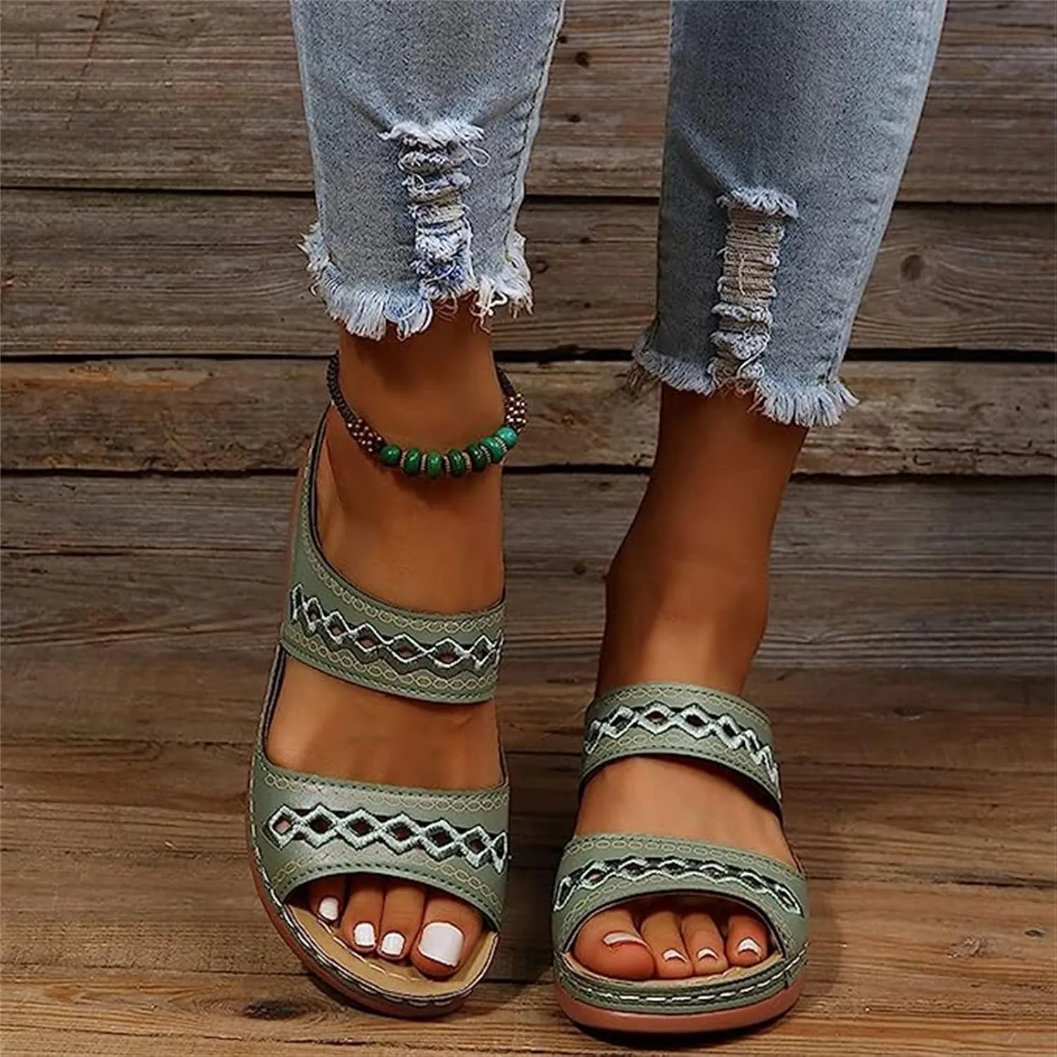 Sandals Women Dressy Summer Flat Island Cute Casual Beach Shoes Orthopedic Slippers Comfortable Orthotic Flip Flops