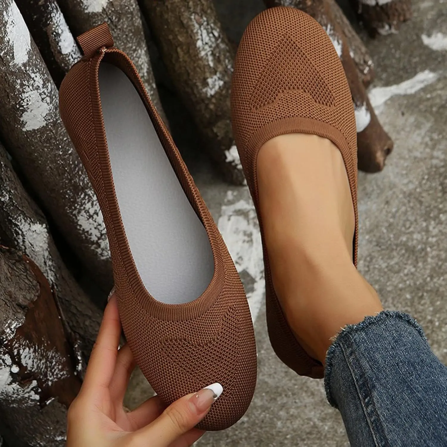 Sandals Women Summer Fashion Mesh Breathable Slip on Flat Sandals Solid Pointed Toe Closed Toe Shallow Mouth Shoes Lightweight Comfy Ladies Casual Shoes
