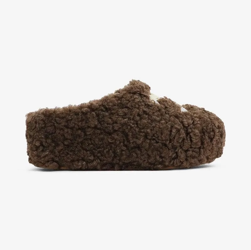 SASKIA Brown Faux Fur Slip On Clog