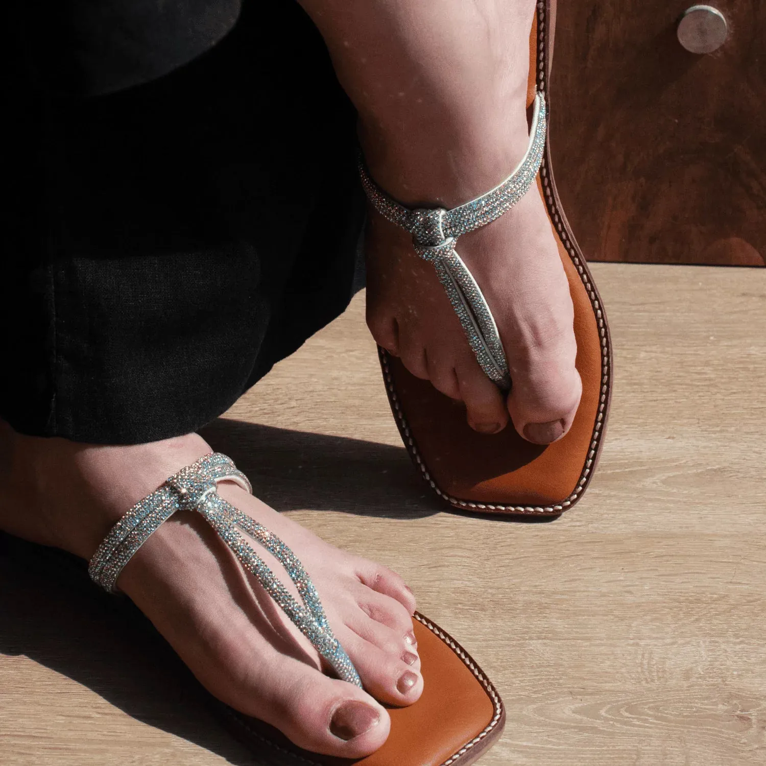 Shiny Thong Rhinestones Slides