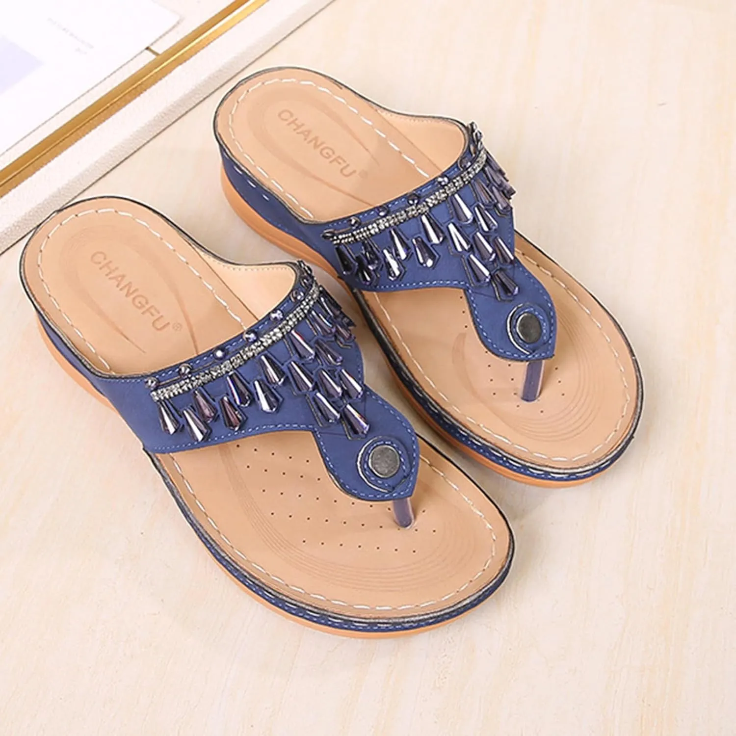 Slide Wedges Sandals for Women T Strap Sandals Low Wedges Open Toe Wide Width Orthopedic Slippers Slip On Casual Shoes Comfort Wear Shoes for Beach Vacation Outdoor Breathable Shoe Womens Sandals
