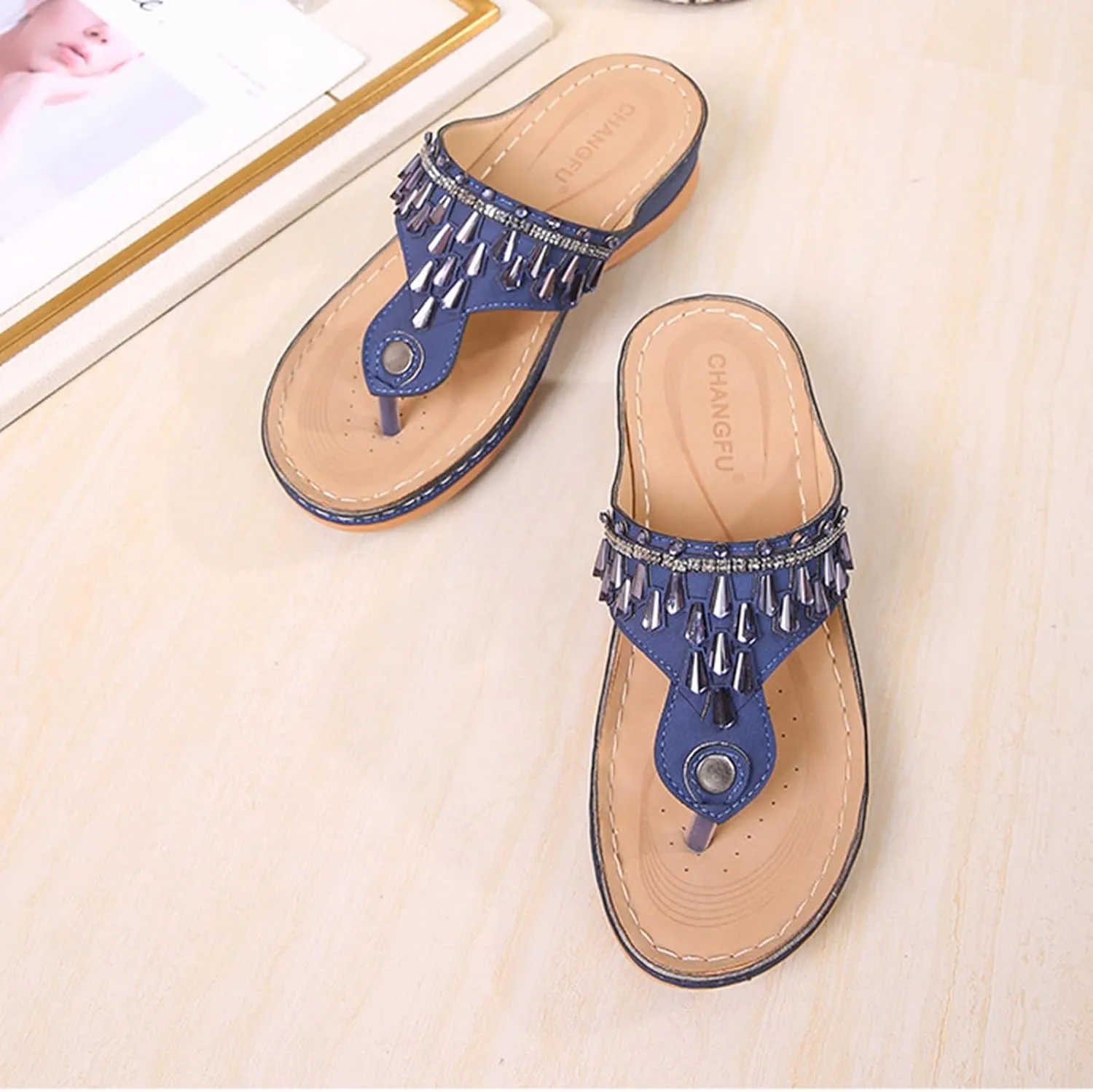 Slide Wedges Sandals for Women T Strap Sandals Low Wedges Open Toe Wide Width Orthopedic Slippers Slip On Casual Shoes Comfort Wear Shoes for Beach Vacation Outdoor Breathable Shoe Womens Sandals