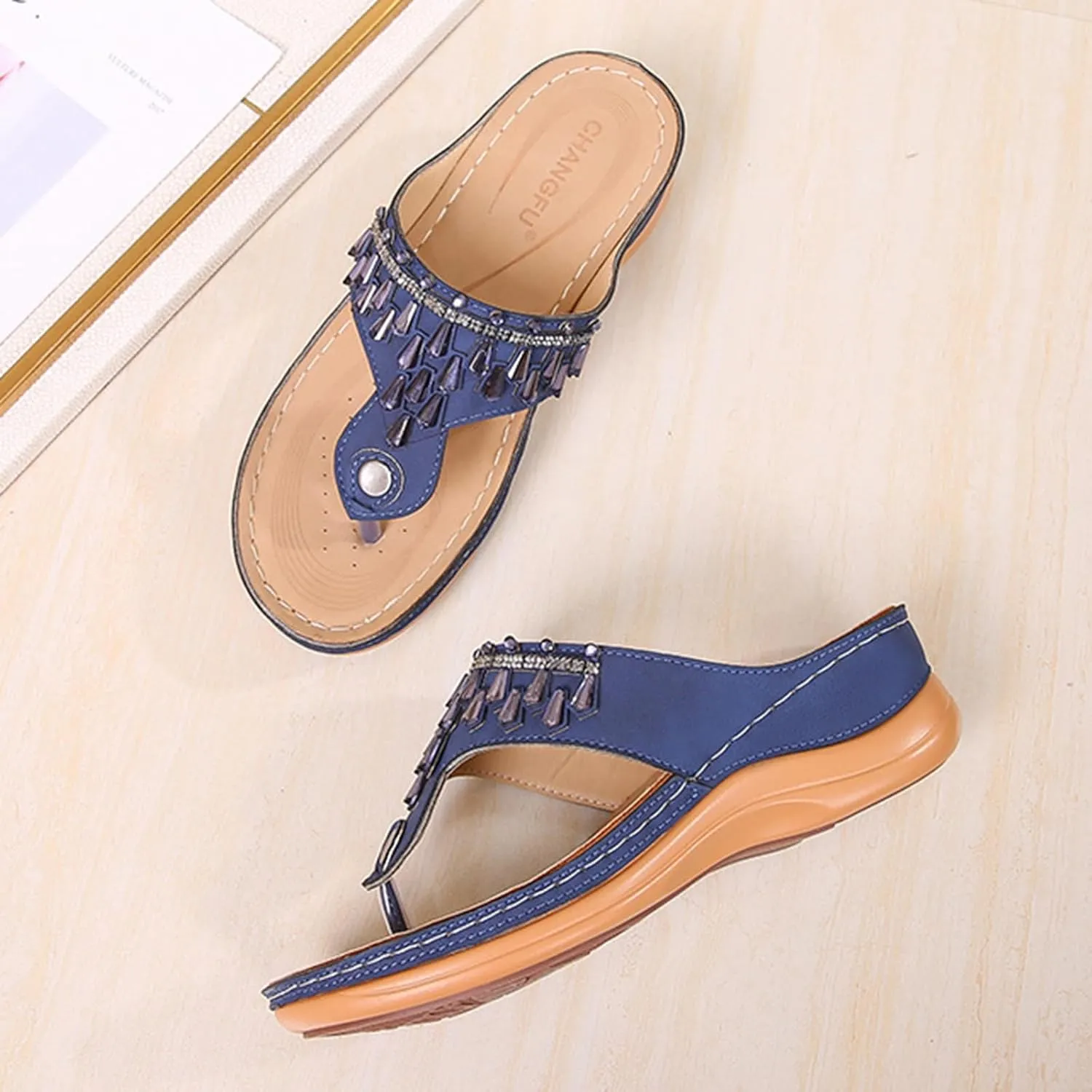 Slide Wedges Sandals for Women T Strap Sandals Low Wedges Open Toe Wide Width Orthopedic Slippers Slip On Casual Shoes Comfort Wear Shoes for Beach Vacation Outdoor Breathable Shoe Womens Sandals