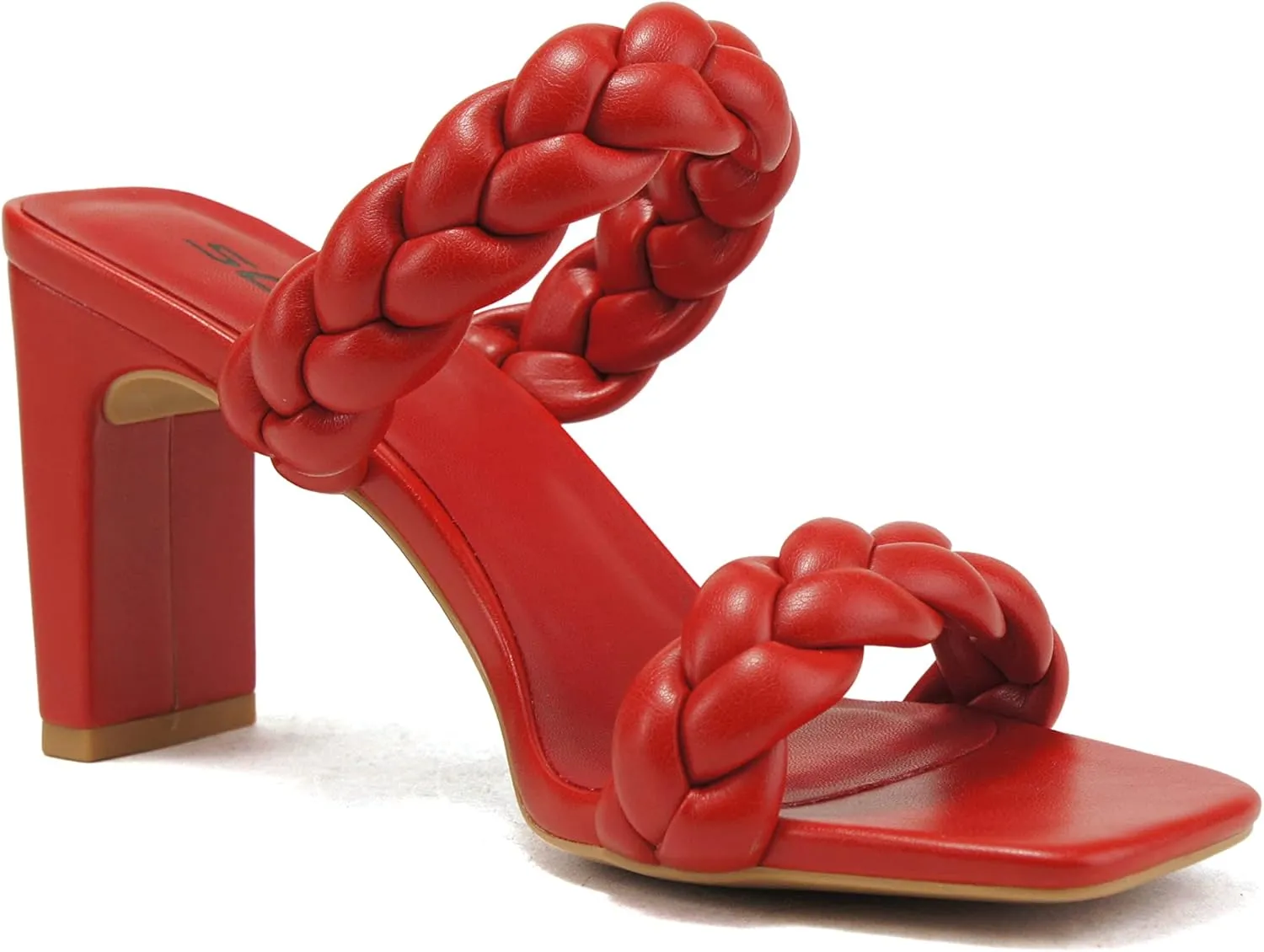 Soda Found - Women's Braided Heeled Square Toe Block Heel Sandals