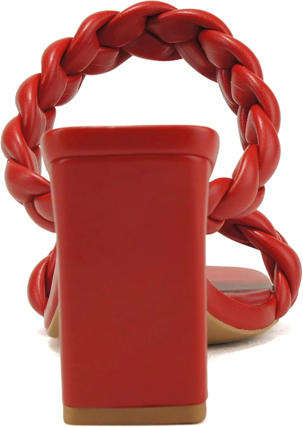Soda Found - Women's Braided Heeled Square Toe Block Heel Sandals
