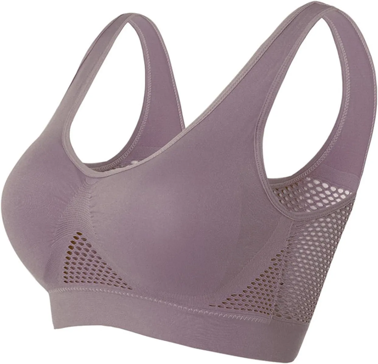 Sports Bras Women 2025 Wireless Hollow Breathable Cool Liftup Full Support Yoga Bra with Removable Pads 3 Pack