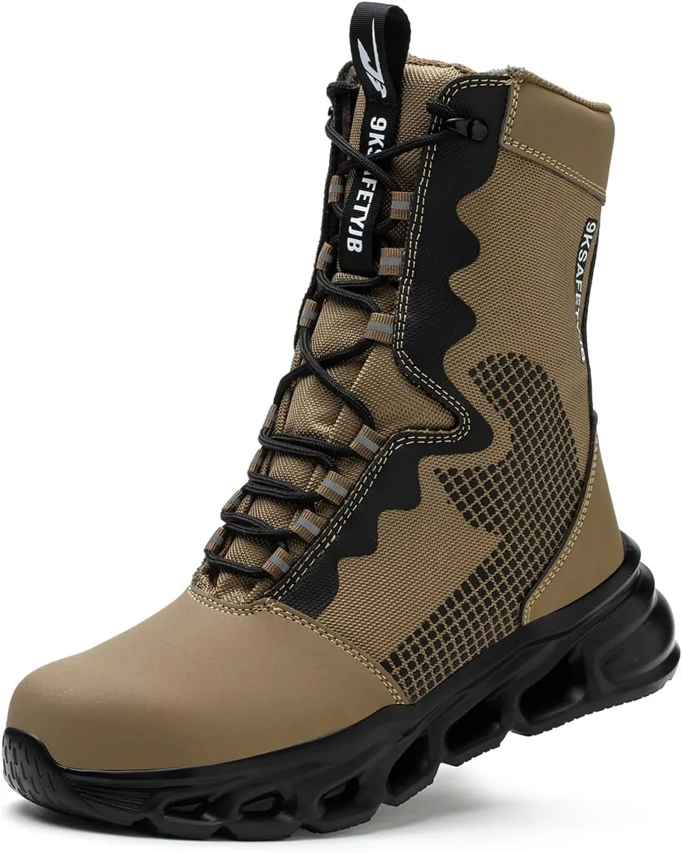 Steel Toe Boots for Women Lightweight Combat BootsWater Resistant Work Safety Shoes Breathable Non-slip Tactical Boots