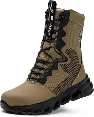 Steel Toe Boots for Women Lightweight Combat BootsWater Resistant Work Safety Shoes Breathable Non-slip Tactical Boots