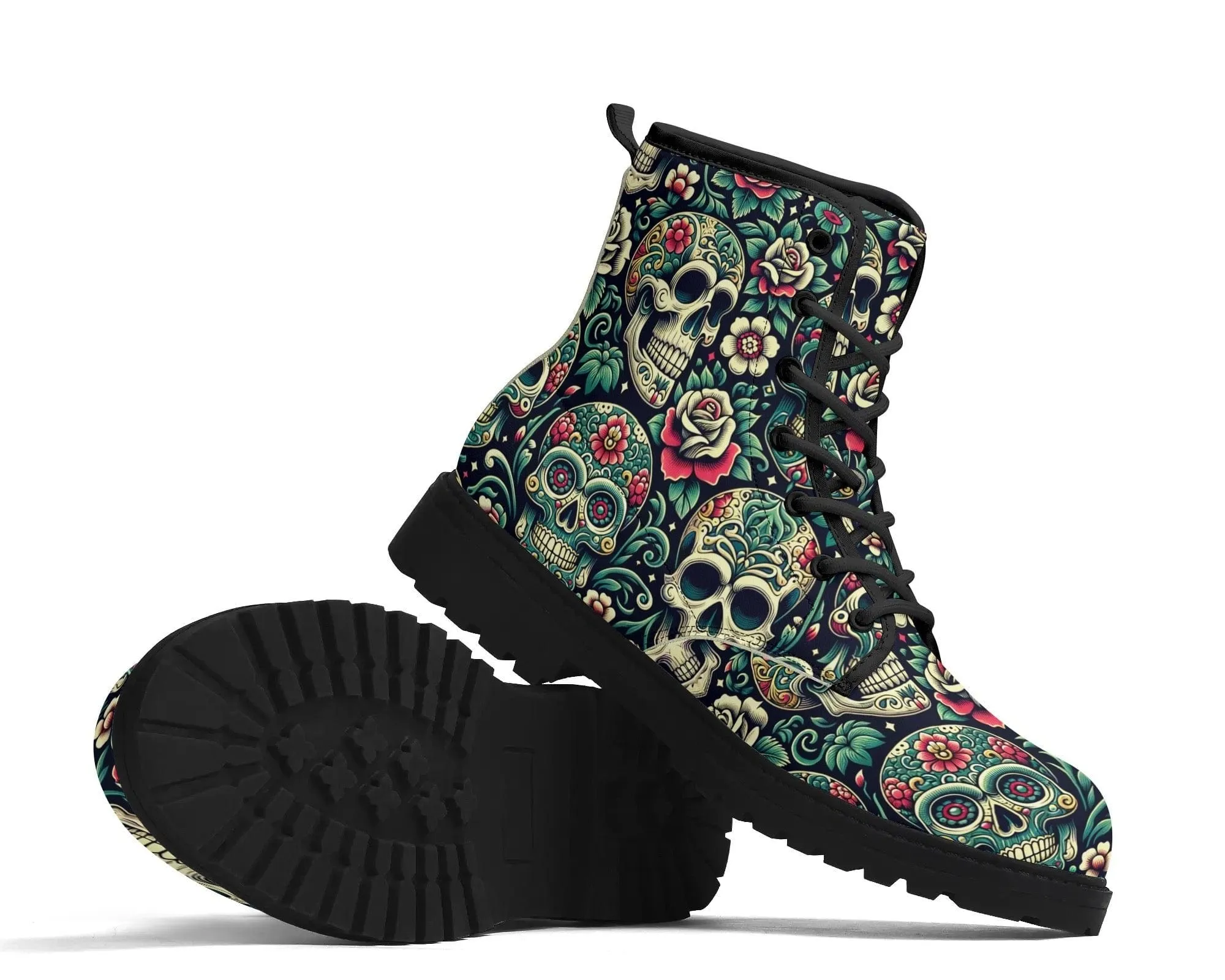 Sugar Skull Leather Boots