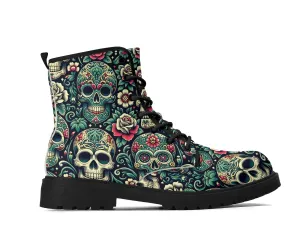 Sugar Skull Leather Boots