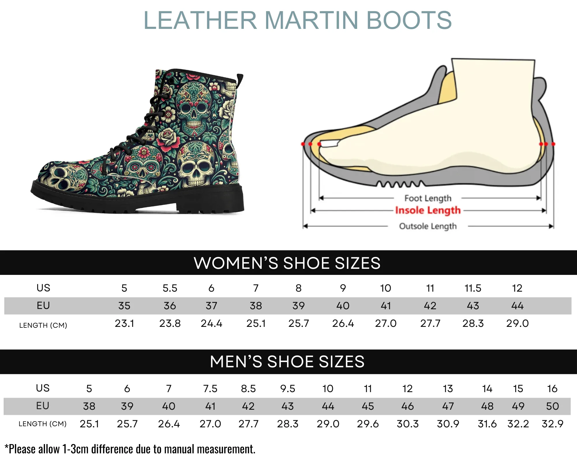 Sugar Skull Leather Boots