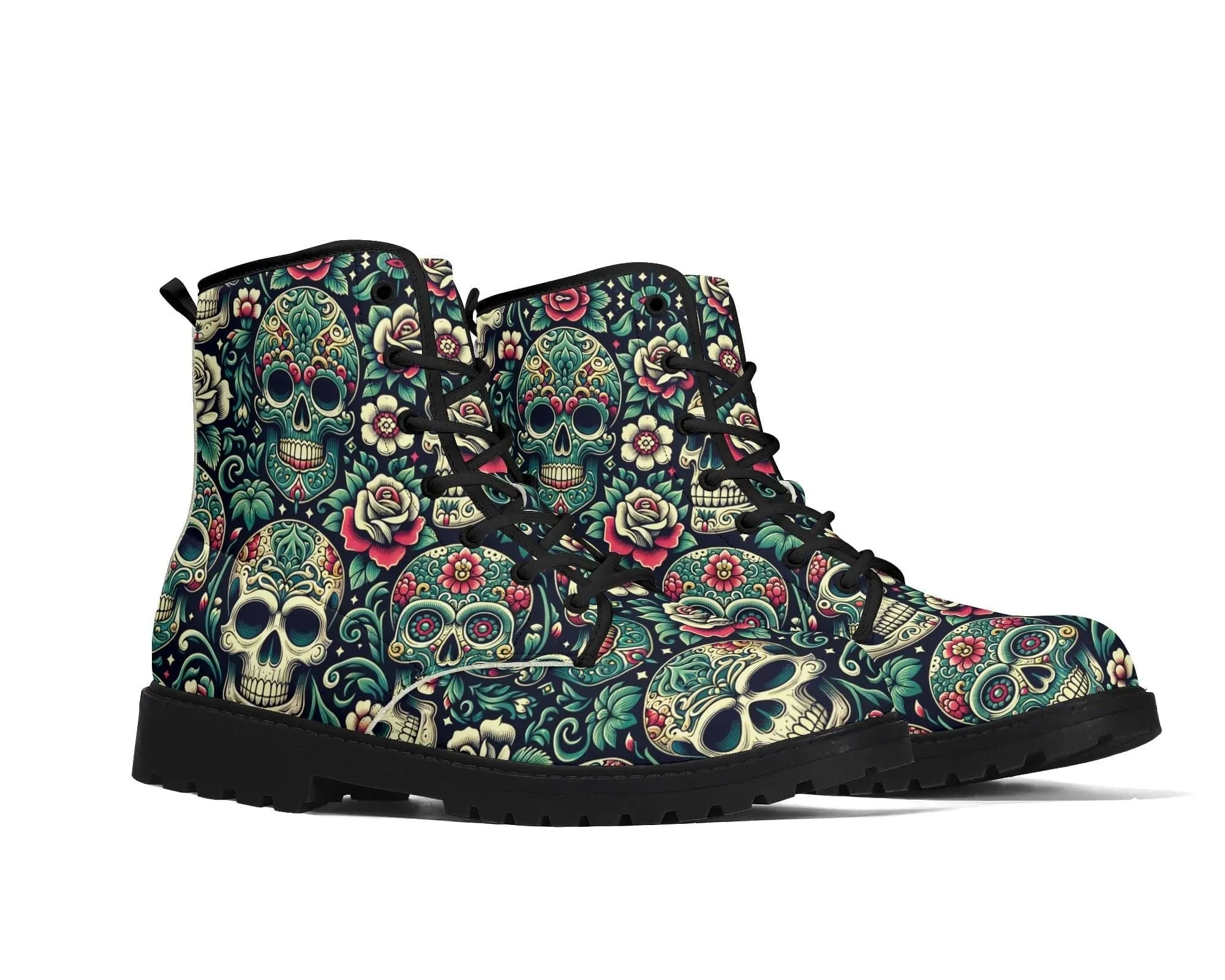Sugar Skull Leather Boots