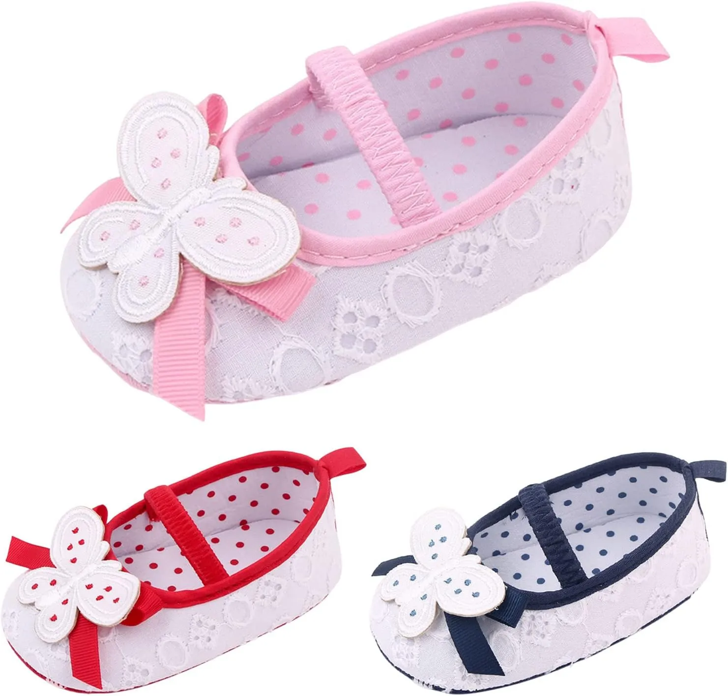 Summer Children Infant Toddler Shoes Girls Sports Shoes Flat Bottom Cloth Upper Lightweight Breathable Slip On Polka Dot Bow Running Shoes for Toddlers