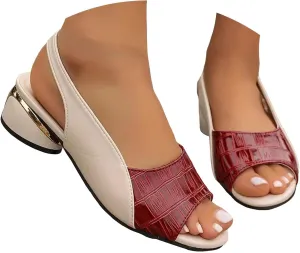 Summer Sandals For Women 2025,Women's Peep Toe Round Toes Orthopedic Adjustable Chunky Heels Backless Slingback Slip On Sandal Ladies Comfy Dressy Shoes for Outdoor Indoor Daily Wear