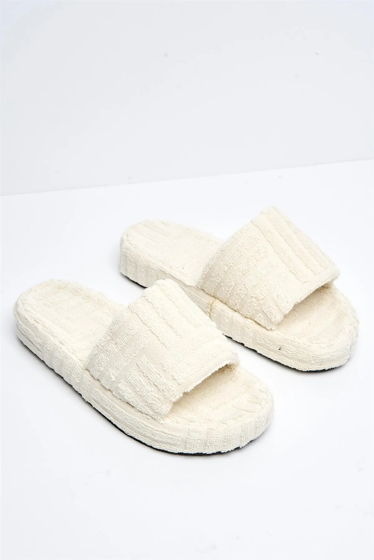 Susie Flatform Slider Terry Towel in Cream