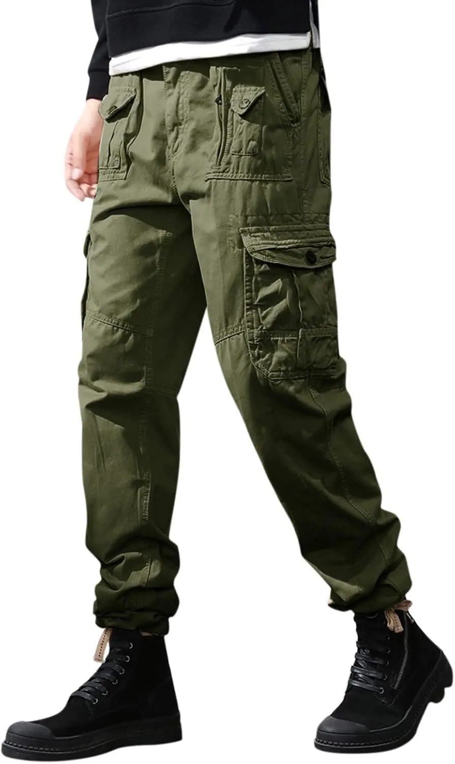 Tactical Pants for Men Stretch Lightweight Cargo Sweatpants Stretch Waistband Workout Joggers Athletic Hiking Pants