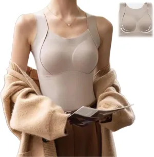 Thickened Warm Tank Top with Shelf Bra,Women Soft Sleeveless Camisole Base Layer,Fleece Lined Vest with Built - in Bra