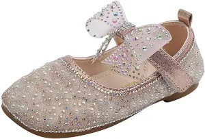 Toddler Girls Dress Shoes Cute Bowknot Sparkle Mary Jane Shoes Flower Girl Shoes for Weeding Birthday Kids Dress Shoes