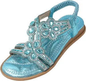Toddler Girls Rhinestones Sandals Fancy Pearl Flats Soft Open Toe Formal Princess Sandals Kids Summer Dress Shoes for Party